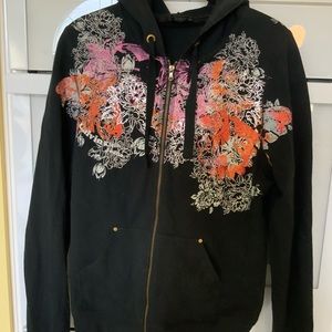 Black floral hoodie